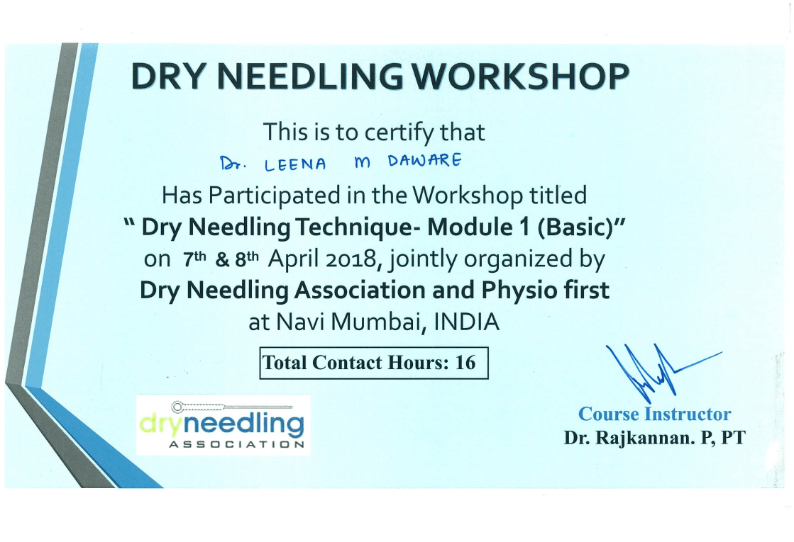 Certificate of Dry Needling Technique 